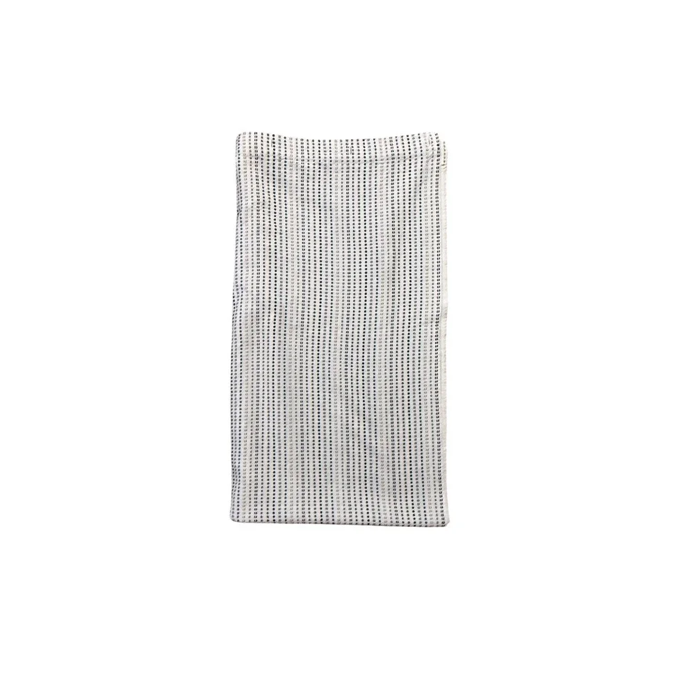 Woven Embroidered Stripe Shower Curtain Ivory Brown Black Neutrals Fabric Cotton